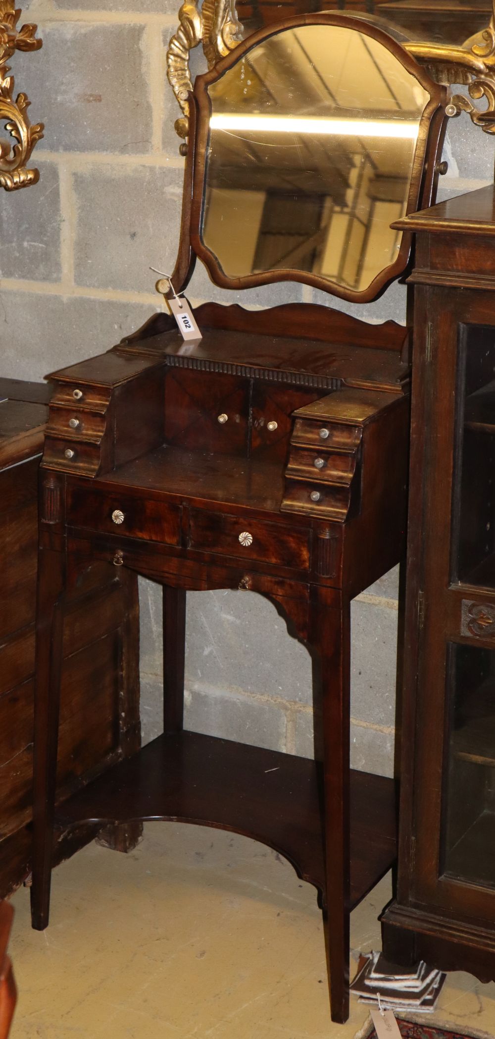 A George III style mahogany gentlemans washstand, W.50cm, D.40cm, H.136cm